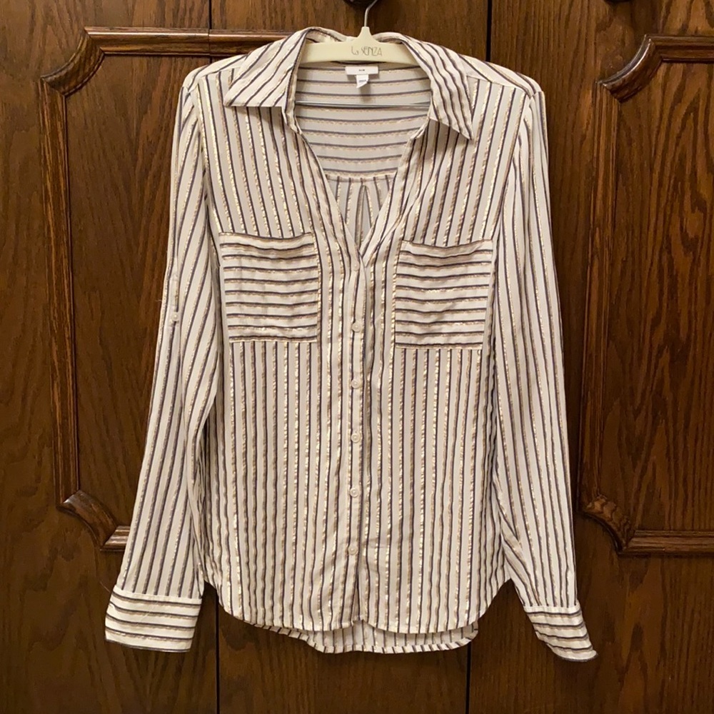 Shiny gold striped Express shirt size S
